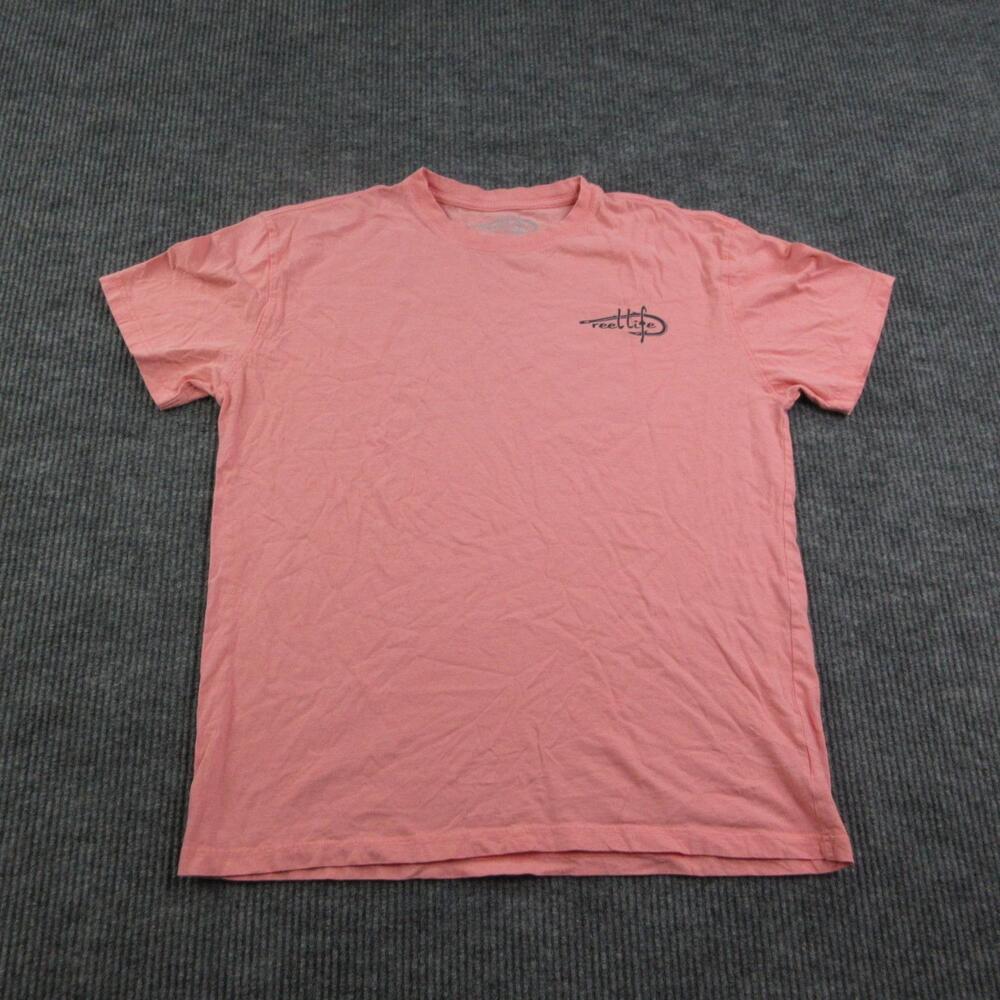 Reel Life Shirt Mens XL Pink Short Sleeve Logo Cotton Jersey Graphic Tee